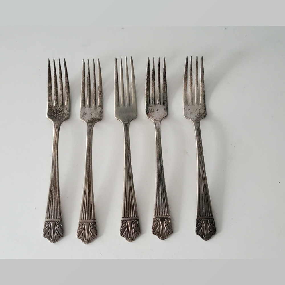 Lady Esther Antique Silverplated 5 Dinner Forks